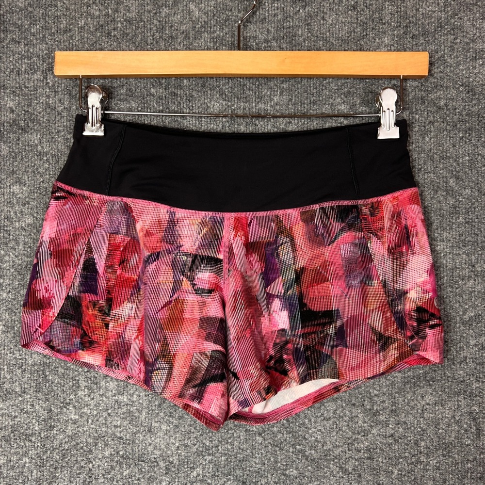 Lululemon Speed Up Short Womens Size 4 Pink Multi‎ Abstract Print Running